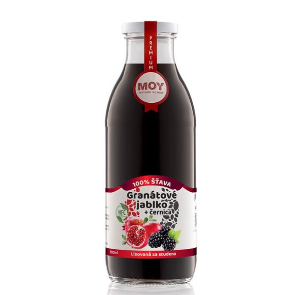 Džús Granátové jablko Černica 100% šťava 500ml MOY