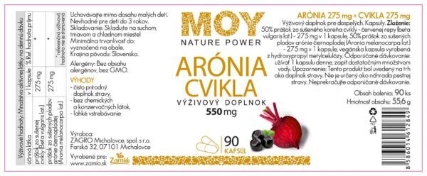 MOY výživový doplnok ARÓNIA-CVIKLA 550 mg x 90 kapsúl NATURE POWER - Image 2