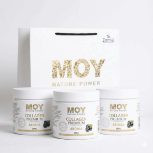 luxusná sada 3 kolagénov + taška položená na stole v luxusnom prevedení