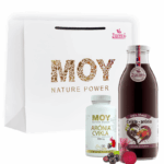 100% ovocná šata v skle 500ml objem Aronia Cvikla 50% na 50% , vyživový doplnok MOY a elegantná taška MOY