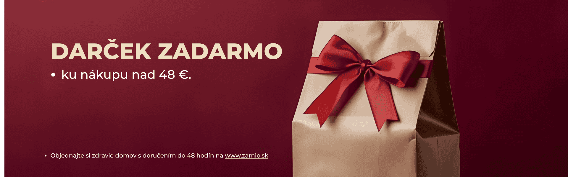 baner Darček zadarmo k nákupu na zamio.sk sačok z mašlou a popis a oznam