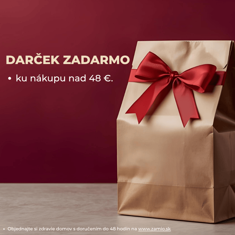 baner darček k nakupu - sačok papirovy s mašlou a textom bordove pozadie