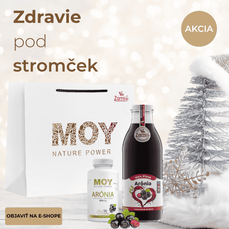 Vianočny baner s taškou - balíček ZAMIO a MOY aronia a vyživový doplnok MOY ARÓNIA od ZAMIA