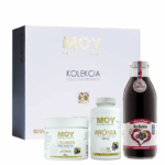 Premiová kolekcia MOY v luxusnej krabici pozostava z kolegenu vyživoveho Aronia výrobku a 500ml štavy z Aronie