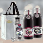 Vianočna luxusna taška v striebornom prevedení + sklenené flaše 100% ovocná štava a sypaný čaj zamio