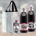 Vianočna luxusna taška v striebornom prevedení + sklenené flaše 100% ovocná štava a sypaný čaj zamio