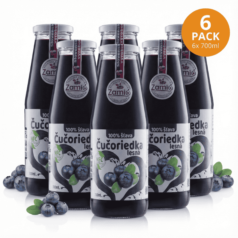 100= šťavy v skle čučoriedka od zamia 6ks 700ml šťava