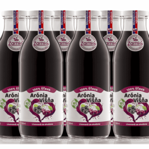 ZAMIO Detox kúra: Set 6x 500ml Arónia a Višňa - 100% šťava na bielom pozadí