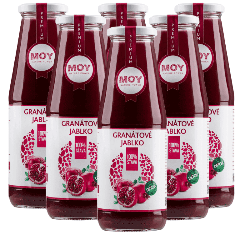 ZAMIO Detox Max kúra: Set 6x 700ml Granátové jablko - 100% šťava na bielom pozadí
