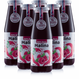 ZAMIO Detox Max kúra: Set 6ks Malina - 100% šťava na bielom pozadí