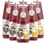 ZAMIO IMUNO balíček: Set 6x 700ml Arónia a Zázvor - silná šťava na imunitu na bielom pozadí