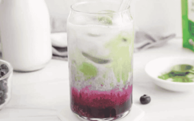 Ľadové Čučoriedkové Matcha Latte